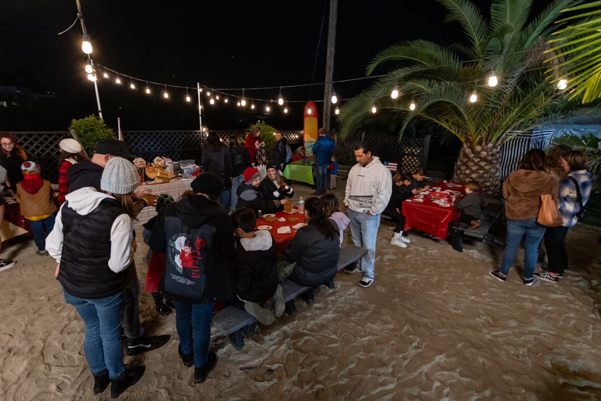 Families eating together in the SnowSide food court